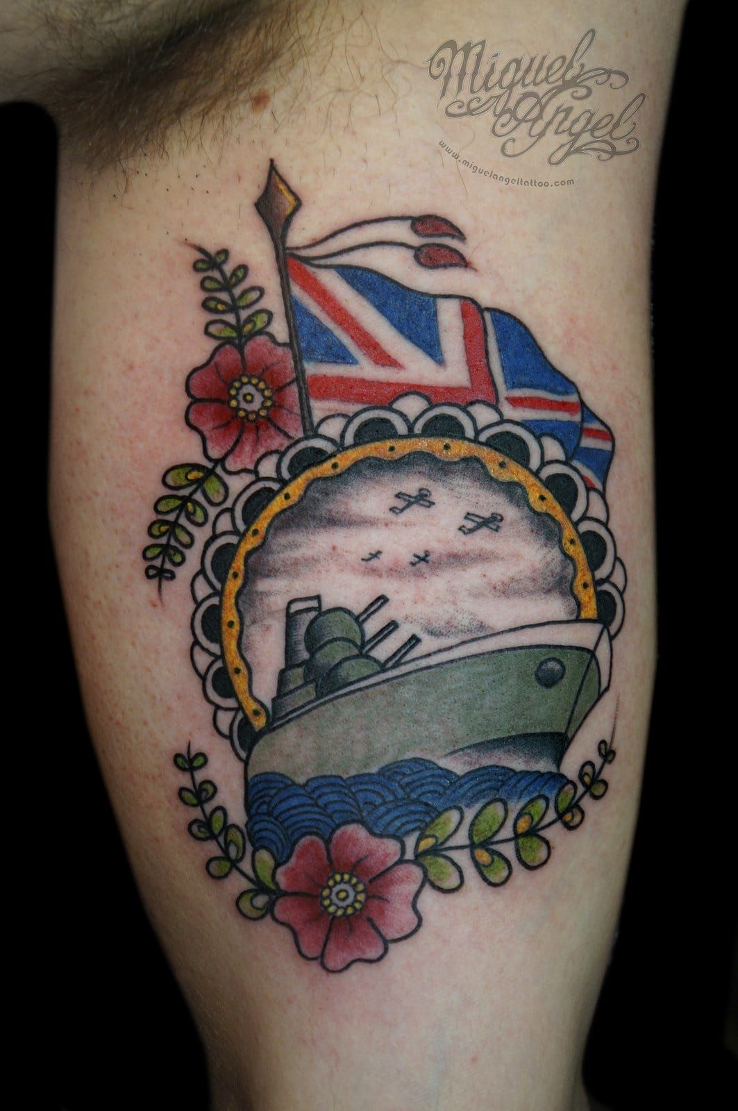 Miguel Angel tattooed this British naval tribute!