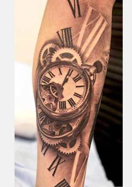 12 Timeless  Beautiful Clock  Pocket Watch Tattoos  Tattoodo