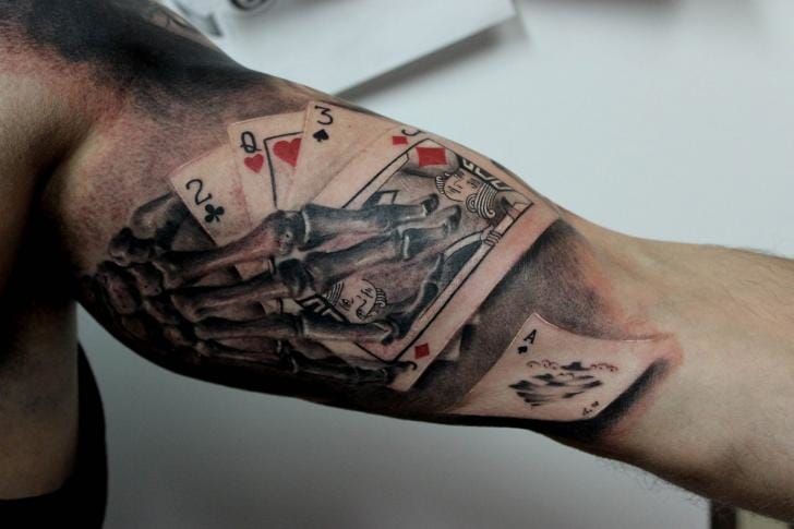 Skeleton Card Tattoo by Puedmag Custom Ink Tattoos
