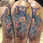 Ghost owl tattoo by Teresa Sharpe
