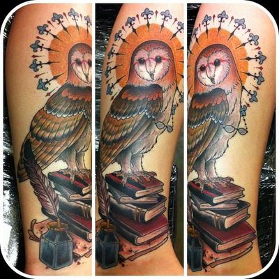 Owl tattoo by Joey Ortega