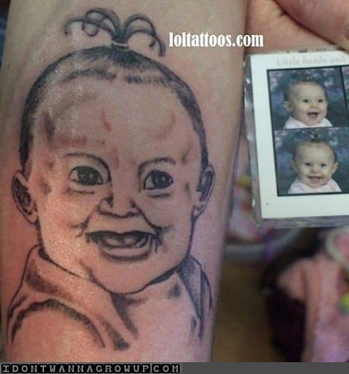 Baby portrait tattoo fail