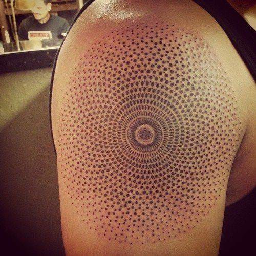 Dotwork tattoo by Miahwaska, Oakland CA. #dotwork #detail #mandala #Miahwaska