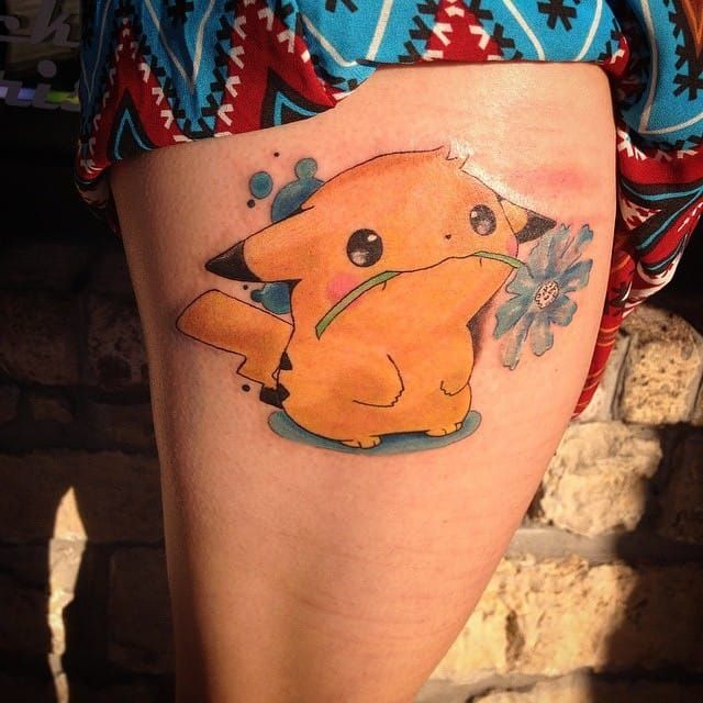 Small Pikachu Tattoo Black  White Tattoo  Pikachu tattoo Pikachu tattoo  design Pokemon tattoo