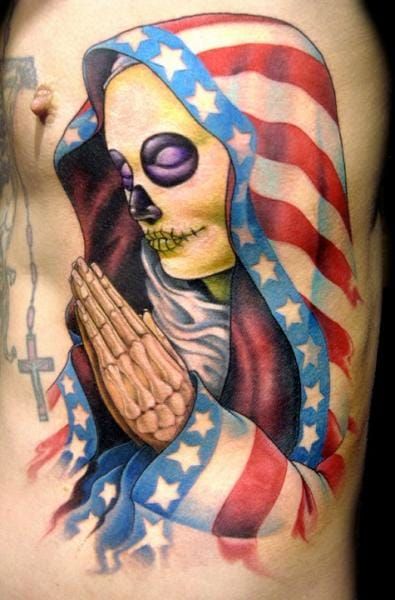 Flag skull by Club Tattoo