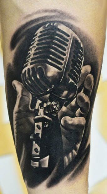 90 Microphone Tattoo Designs For Men  Manly Vocal Ink