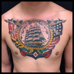 Old school ship tattoo