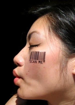 Barcode face tattoo