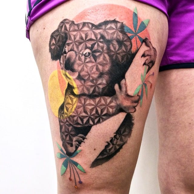 Graphic koala by Amanda Chanfreau. pattern tattoos #amandachanfreau #patterns #pattern #patterntattoo #patterntattoos