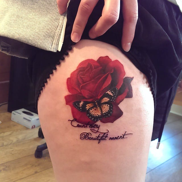 Lovely piece by Jade Schiniou. #Butterfly #ButterflyTattoo
