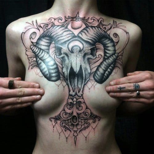 Women rock the animal skull tattoo as good as any man...if not a little bet...