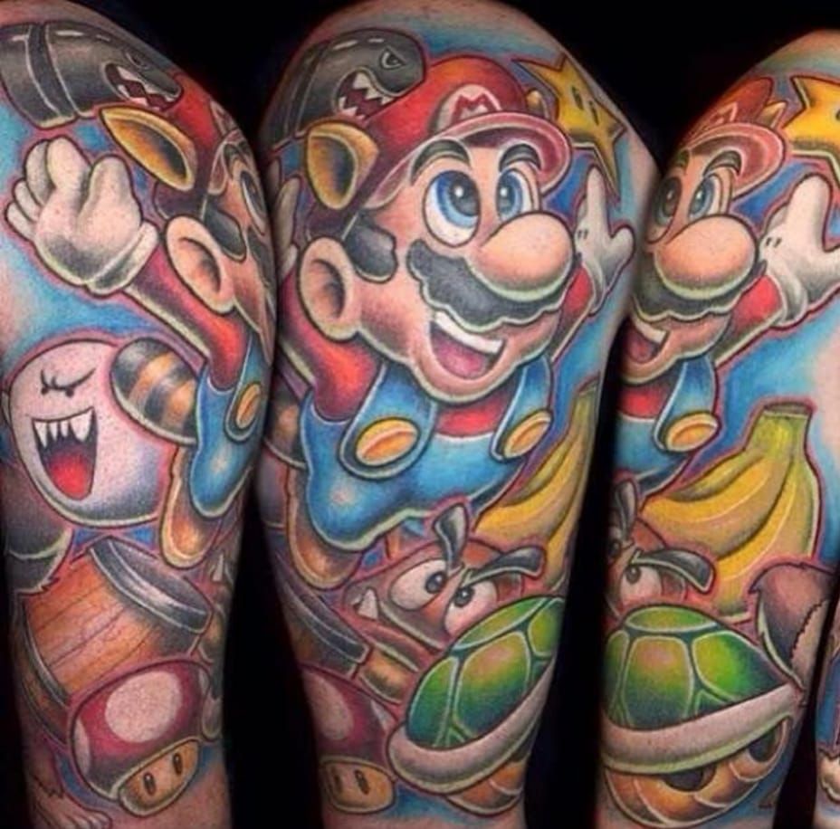 Top 161 Video Game Tattoo Ideas  2021 Inspiration Guide  Gamer tattoos  Tattoos for guys Sleeve tattoos