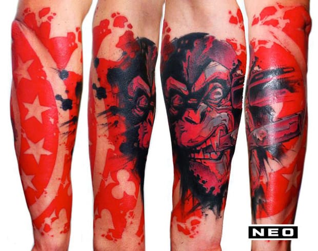 Badass monkey by Delaine Neo Gilma. #monkey #red #redink #DelaineNeoGilma