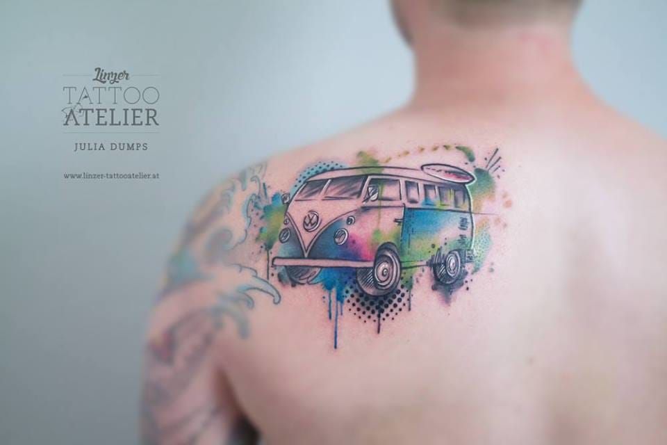 10 Cool Volkswagen Kombi Tattoos For Your Inner Hippie  Hippie tattoo  Cool tattoos Peace sign tattoos