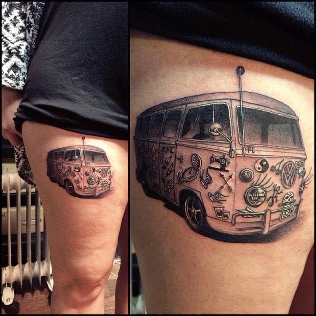Metamorphosis Tattoo and Piercing Studio  Sweet little hippie bus tattoo  by our resident artist Tina Greer tinagreertattoos To book please contact  her at tinagreertattoosyahoocom    tattoos tattoo  traditionaltattoo tattoo 
