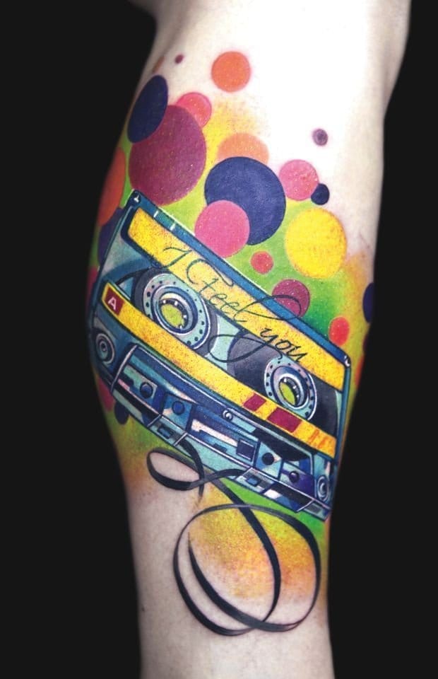 Abstract cassette tattoo