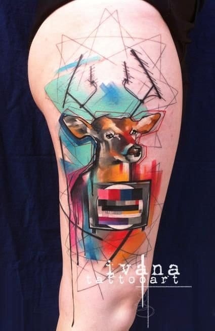 Abstract deer tattoo