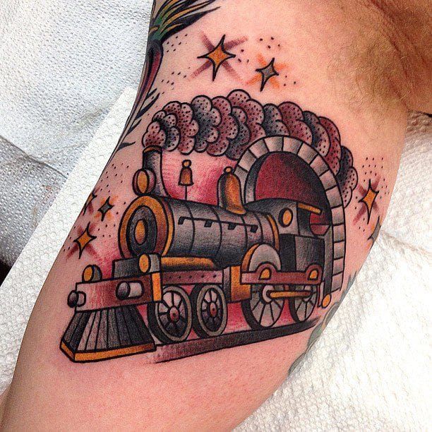 Train tattoo for her son Small cover  Honey Bunny Tattoo  Facebook