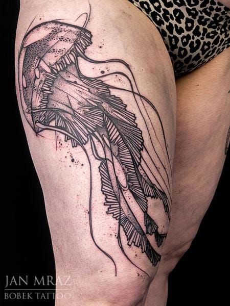 Red Jellyfish Tattoo Idea