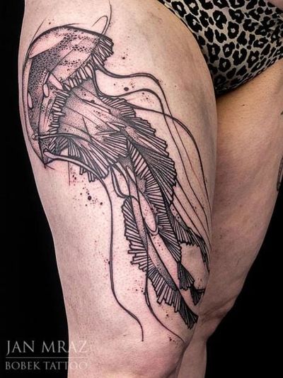 Dotwork Jellyfish Tattoo by Jan Mràz