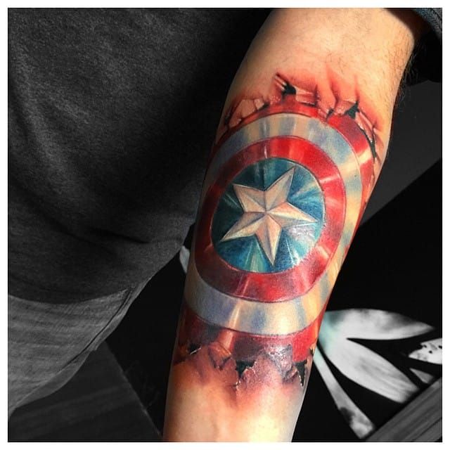 And to end the super heroes craze, this Captain America piece by Carolyn Elaine...