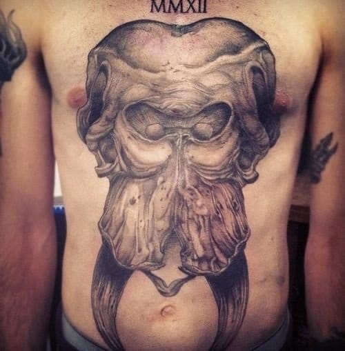 Elephant skull tattoo