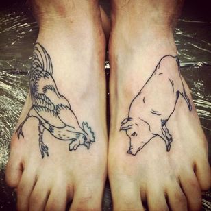 pig rooster tattoo