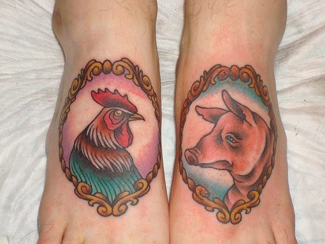 Wylde Sydes Tattoo  Body Piercing on Twitter Pig and Rooster  A day of  the dead take on a traditional Navy tattoo By Jesus  httpstco3UZuHLgjvj tattoo tattoos ink inked pigandrooster  navytattoo 