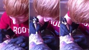 Remember that time Ed tried tattooing? Yeah, that was on Kevin's leg.