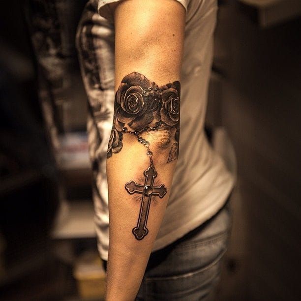 22 Beautiful Rose Elbow Tattoos
