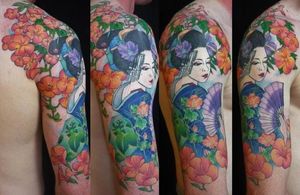 Japanese Geisha Flower Tattoo by Chunkymaymay Tattoo