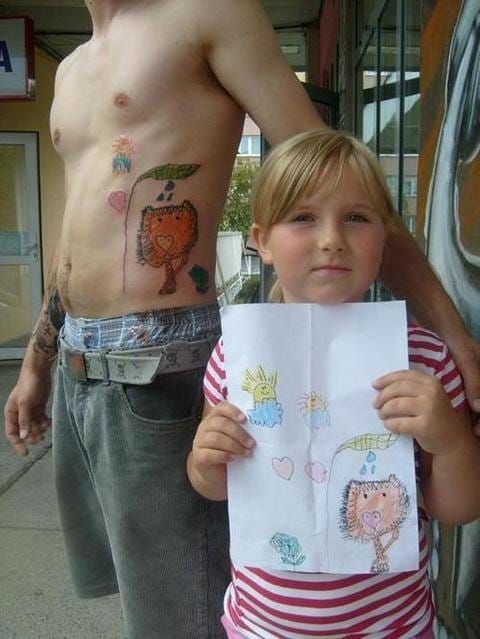 These Parents Proudly Sport Their Kids Drawing Tattoos! • Tattoodo