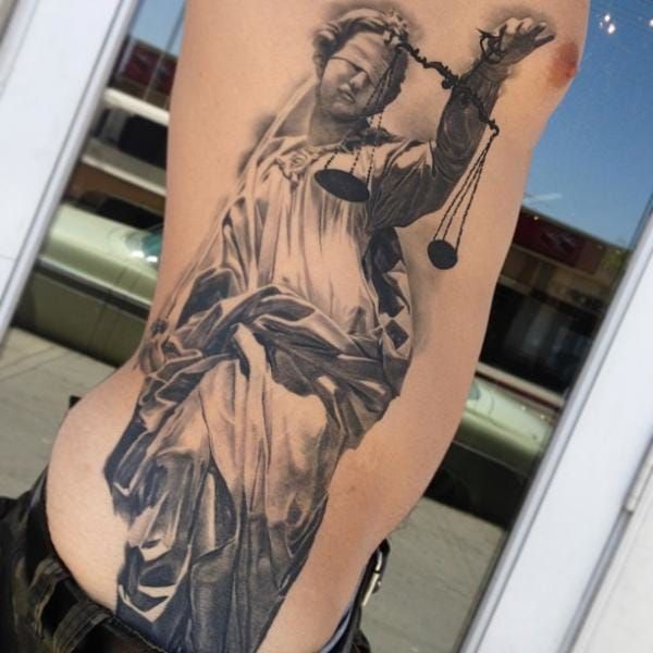 40 Lady Justice Tattoo Designs For Men  Impartial Scale Ideas  Justice  tattoo Tattoo designs men Lady justice