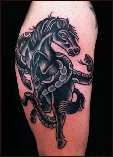 Horse Snake Old School Tattoo by Chapel Tattoo