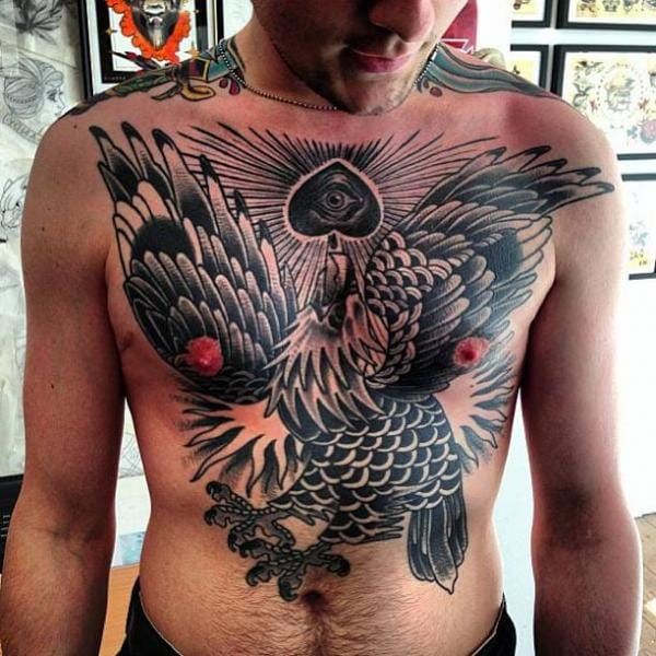 Eagle chest piece tattoo by Seven Devils