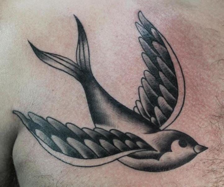 Black and Grey Swallow Tattoo