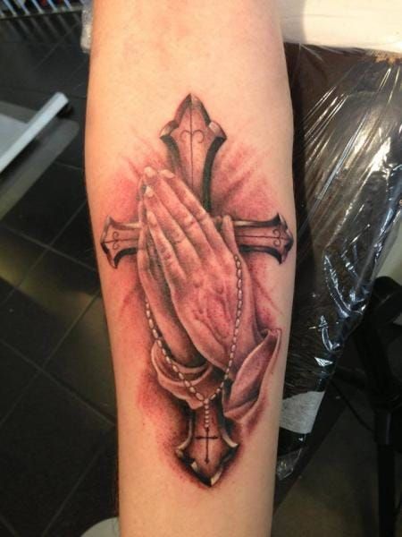 Religious praying hands tattoo by Pistolero Tattoo #prayinghandstattoo #prayinghands #religious