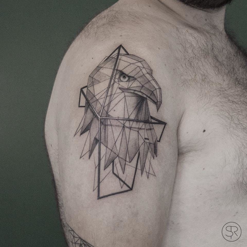 Geometric eagle tattoo