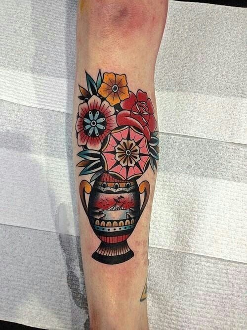Flower vase tattoo