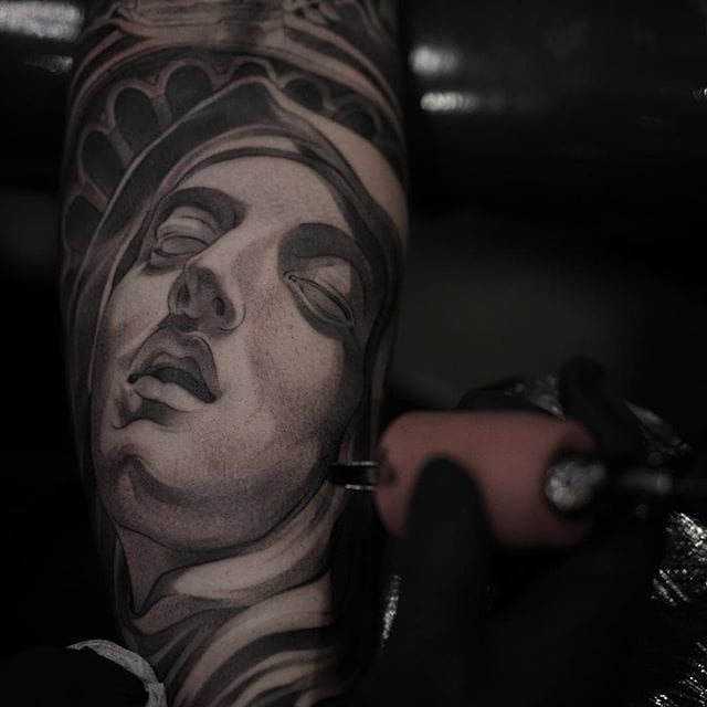 Fantastic statue tattoo in progress...
