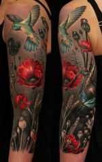 #sleeve #floral #poppy #hummingbird #nature