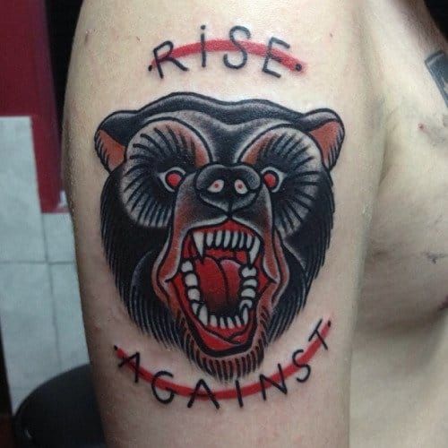 traditional grizzly bear head tattoo