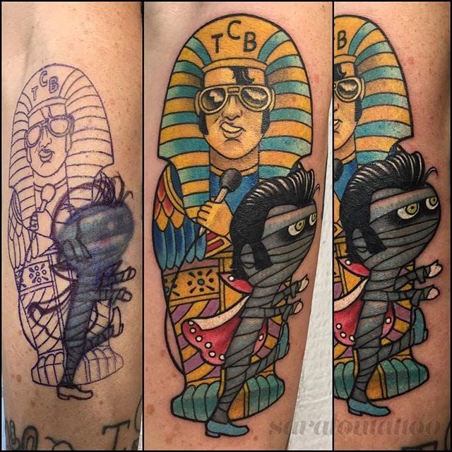 Old cartoon mummy is rocking better with an Elvis sarcophagus made by Sara Lou...
