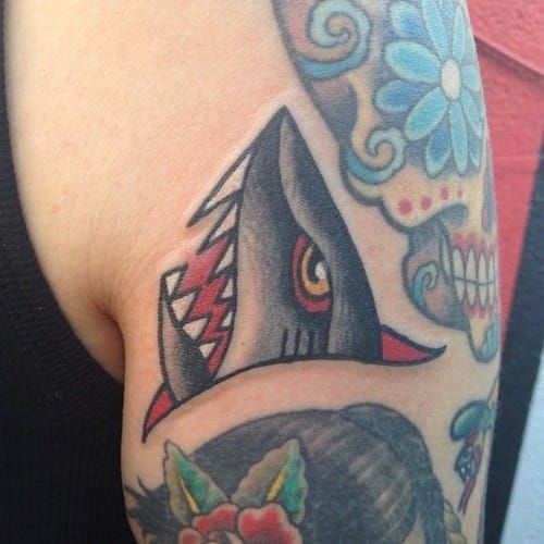Awesome Shark Head Filler Tattoo, unknown artist