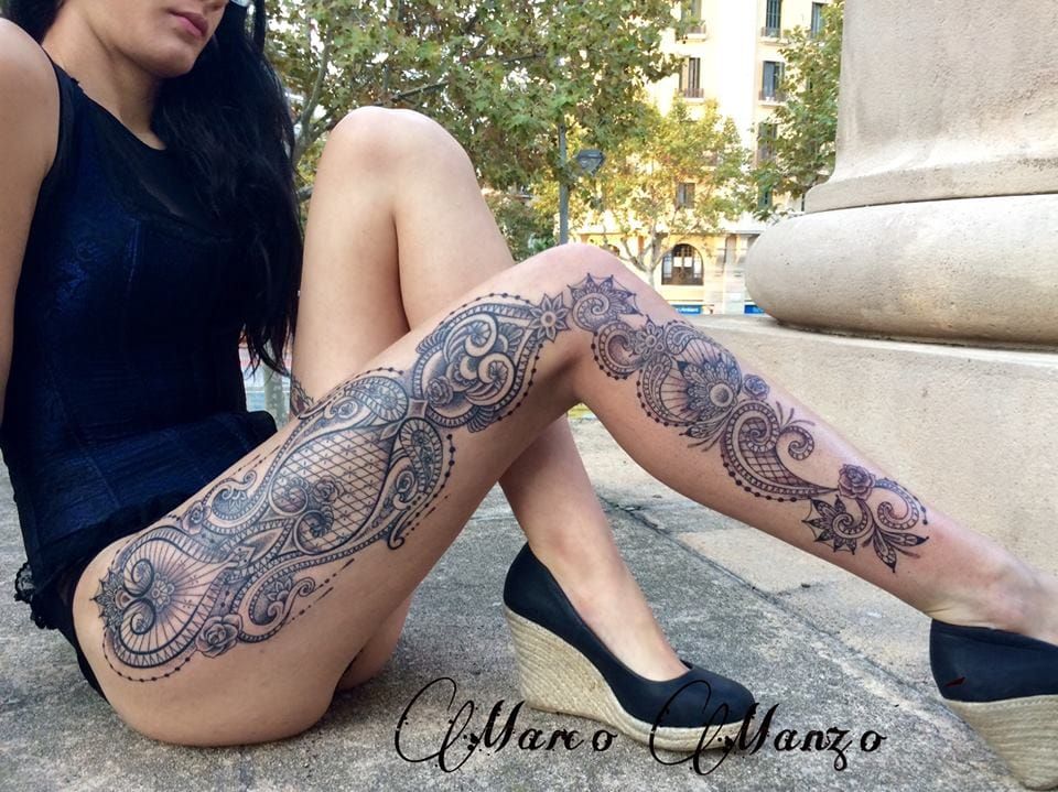 Beautiful Leg Tattoo by Marco Manzo