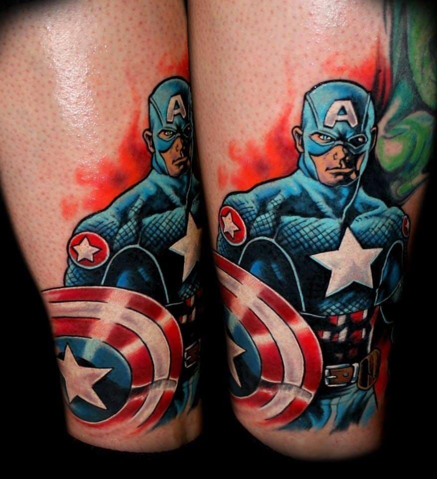 Tattoo uploaded by Xavier  Captain America tattoo by Archuan Chuanar  captainamerica superhero marvel comics movies  Tattoodo