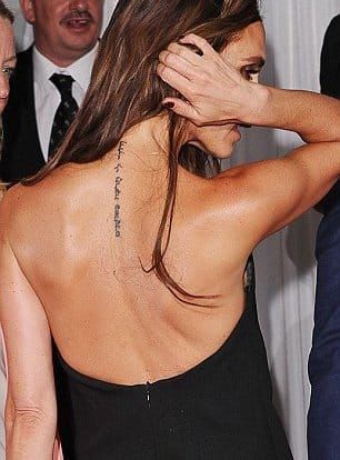 Victoria Beckham wrist tattoo  Strapless dress formal Model Fashion