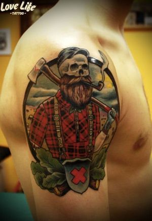 Lumberjack Skeleton Tattoo by Love Life Tattoo