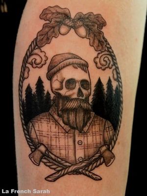 Black and Grey Lumberjack Tattoo by La French Sarah