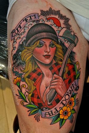 Gorgeous Lumberjack Girl Tattoo by Valerie Vargas